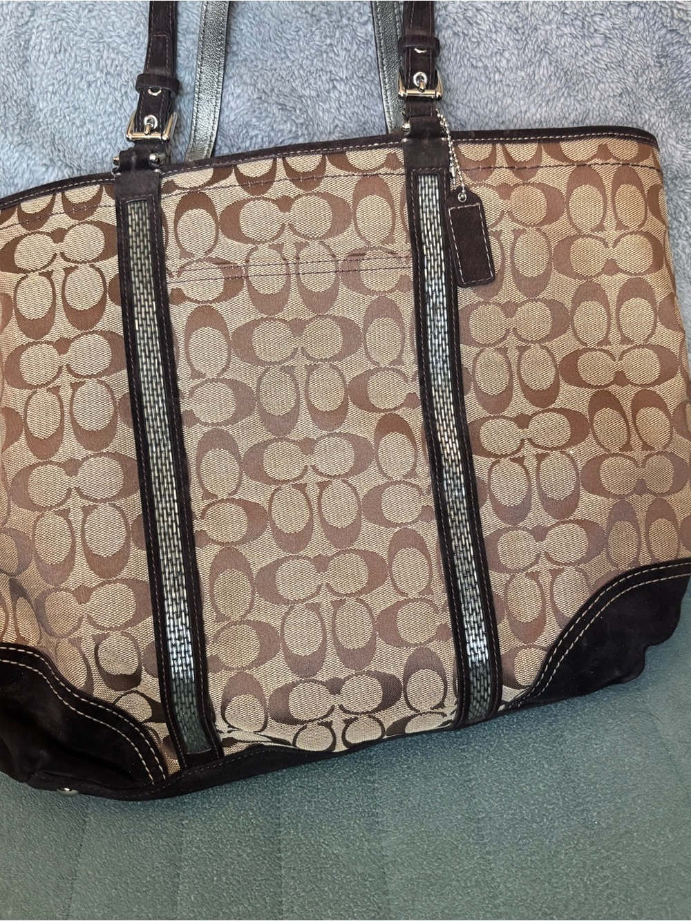 Coach Signature Jacquard Tote in Brown
